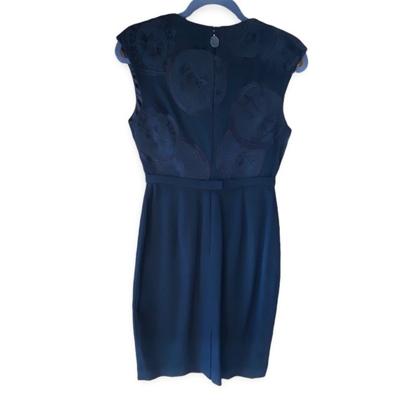 Elie Tahari Black Wool Cocktail Dress with embroidered flowers - Picture 5 of 11